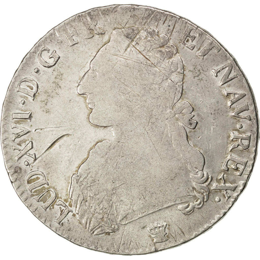 FRANCE, Écu aux branches d'olivier, ECU, 1790, Limoges, KM #564.7, VF(20-25), ..