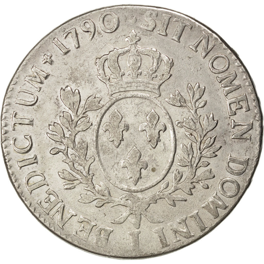 FRANCE, Écu aux branches d'olivier, ECU, 1790, Limoges, KM #564.7, VF(20-25), ..