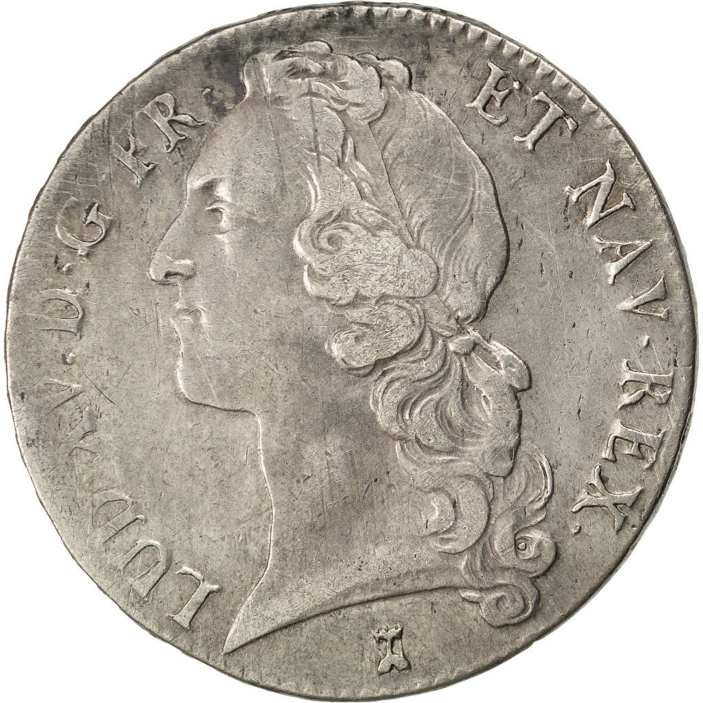 FRANCE, Écu au bandeau, ECU, 1743, Nantes, KM #512.20, EF(40-45), Silver, ...