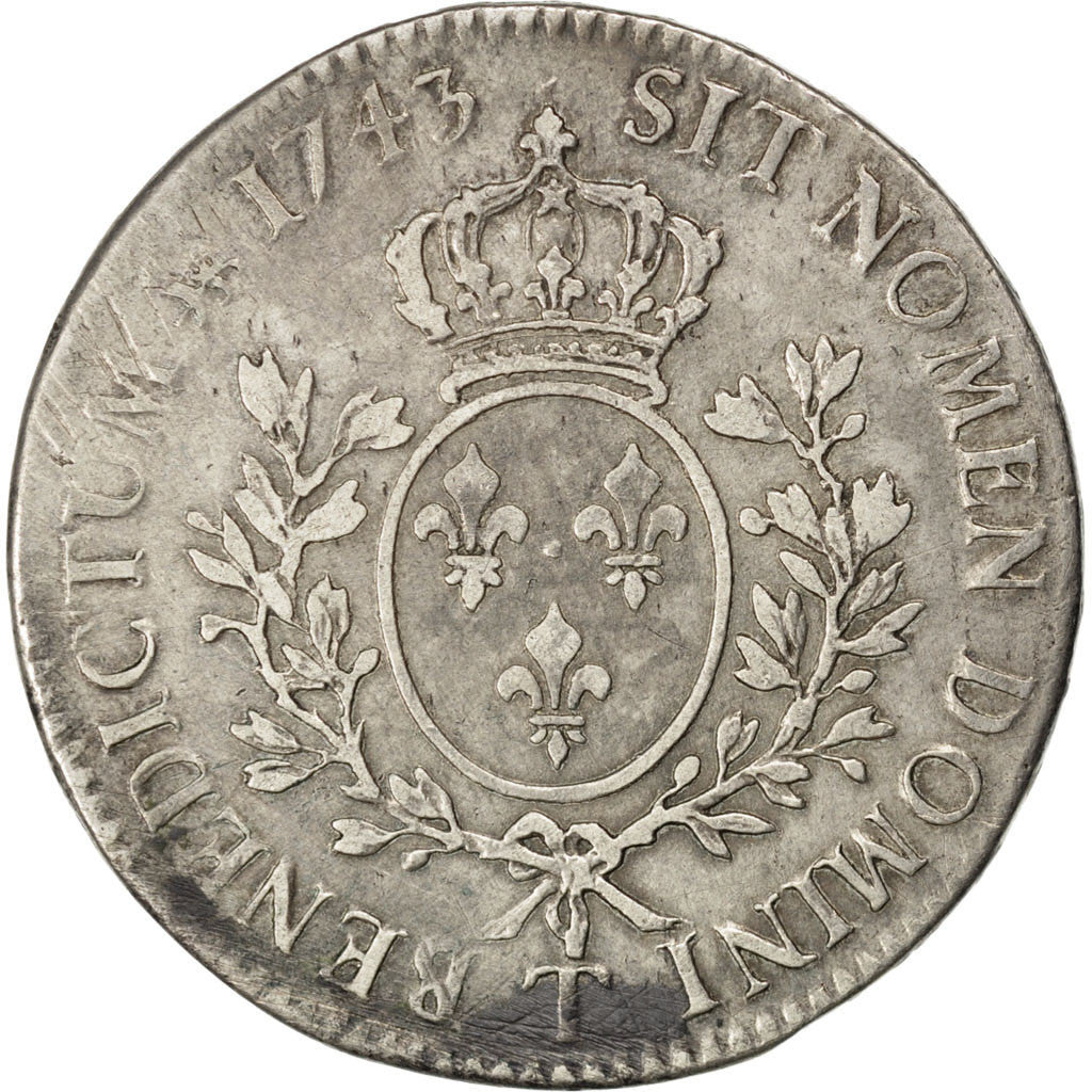FRANCE, Écu au bandeau, ECU, 1743, Nantes, KM #512.20, EF(40-45), Silver, ...