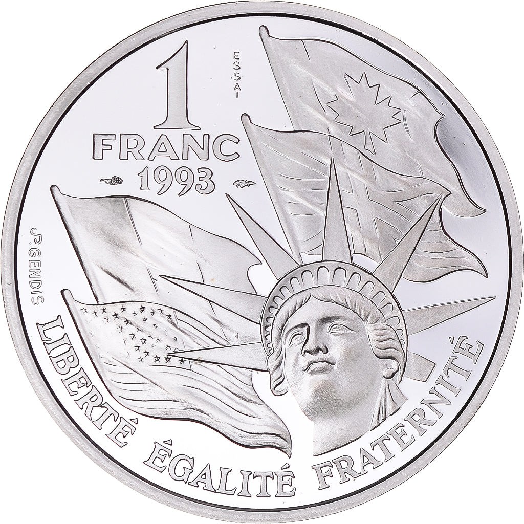 Coin, France, Débarquement, 1 Franc, 1993, Monnaie de Paris, ESSAI, MS(65-70)