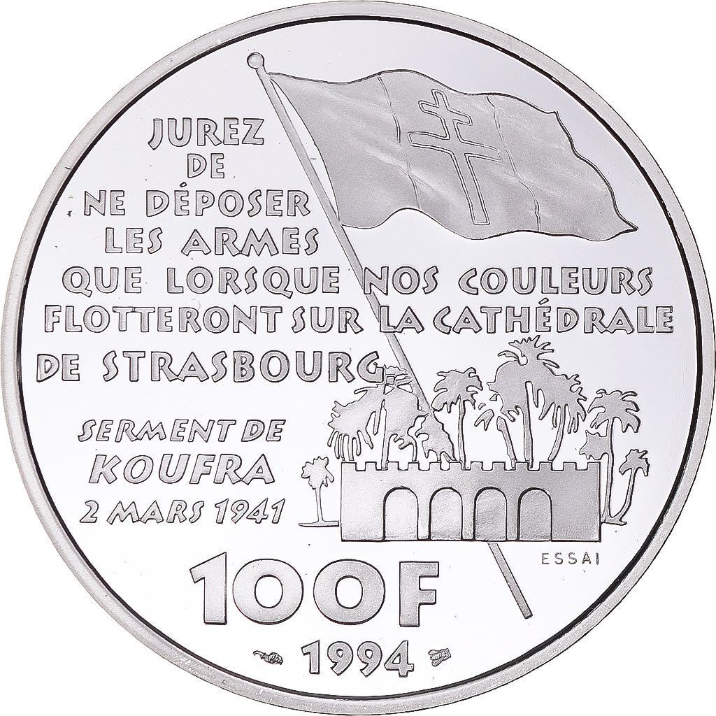Münze, Frankreich, Philippe Leclerc de Hauteclocque, 100 Francs, 1994, Monnaie