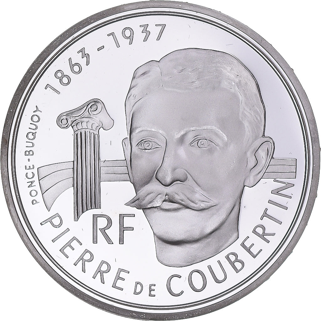 Coin, France, Albertville - Coubertin, 100 Francs, 1991, MDP, ESSAI, BE
