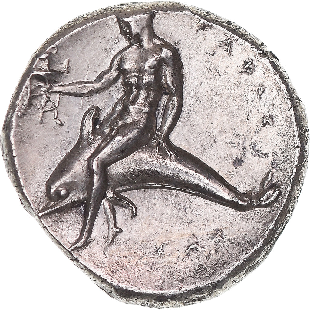 Coin, Calabria, Nomos, ca. 280 BC, Tarentum, AU(50-53), Silver, HN Italy:957