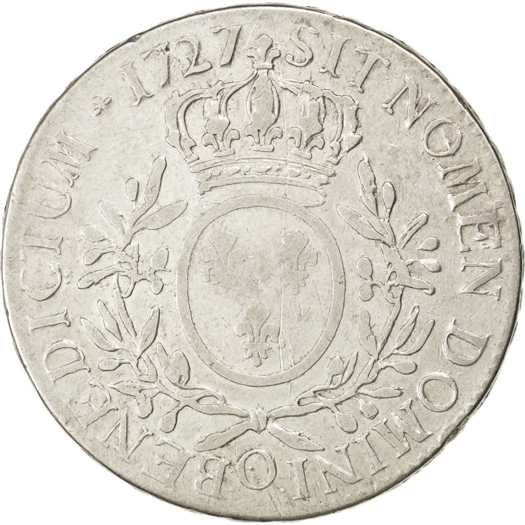Louis XV, Écu aux branches d'olivier, 1727 O, Riom, Gadoury 321