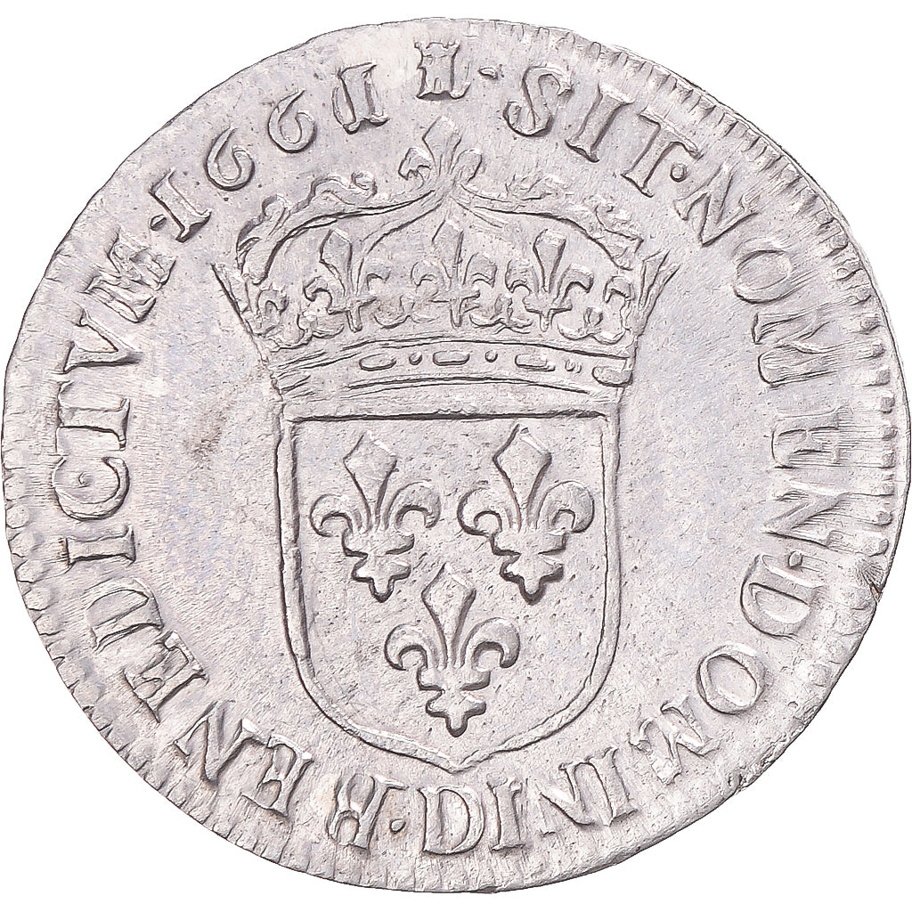 Coin, France, Louis XIV, 1/12 Écu au buste juvénile, 1661/0, Lyon, AU(50-53)