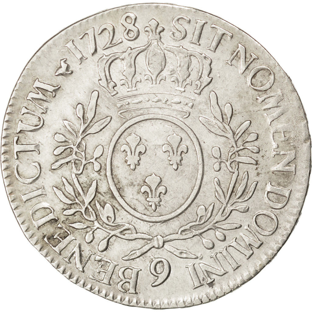 Coin, France, Louis XV, Écu aux branches d'olivier, Ecu, 1728, Rennes