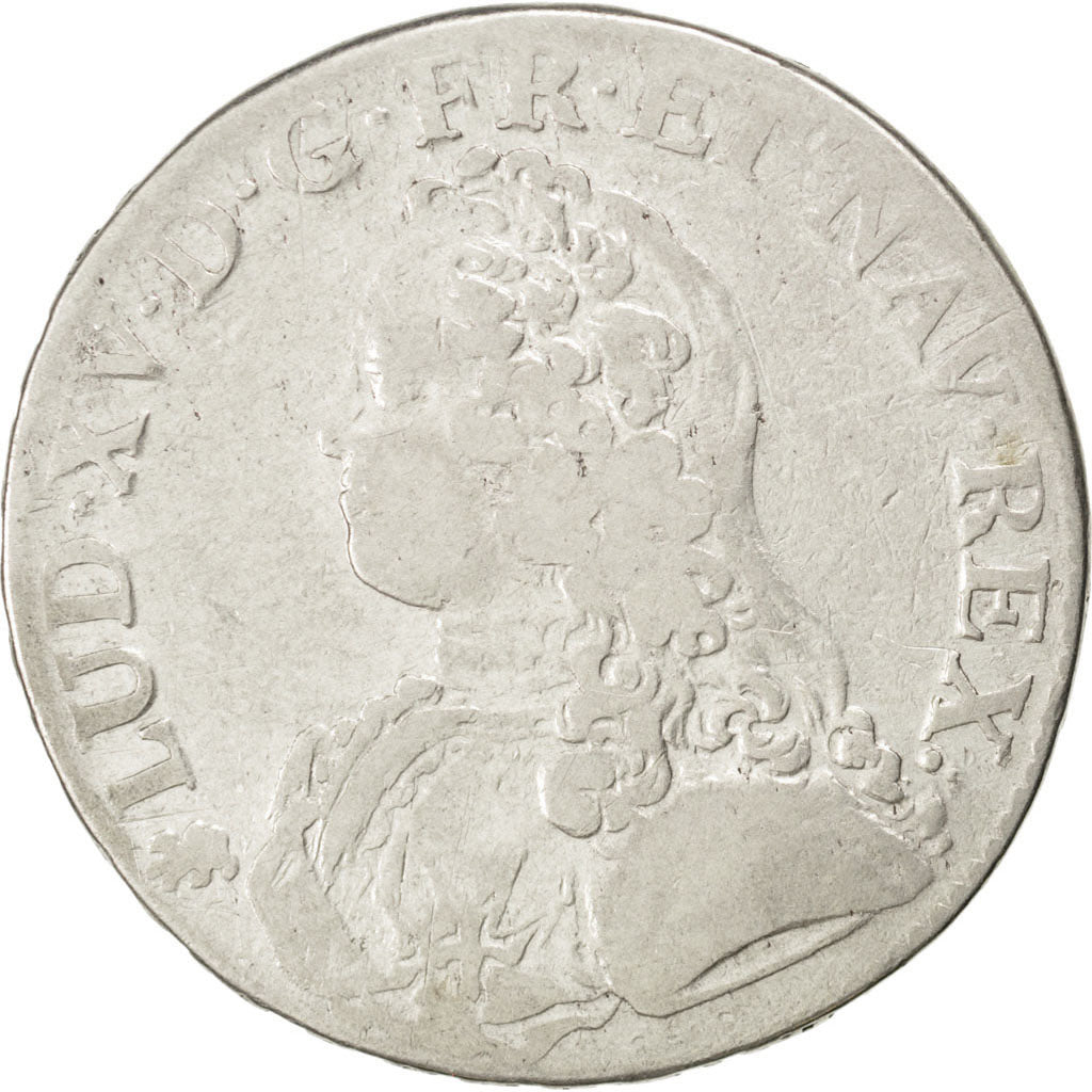 FRANCE, Écu aux branches d'olivier, ECU, 1730, Nantes, KM #486.20, VF(20-25), ..