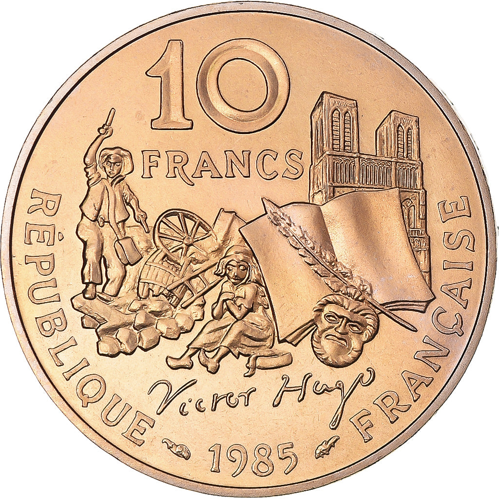 Coin, France, Victor Hugo, 10 Francs, 1985, Monnaie de Paris, ESSAI, MS(65-70)