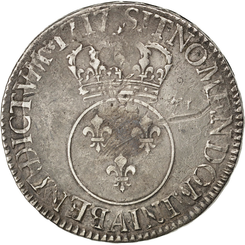 FRANCE, Écu Vertugadin, ECU, 1717, Paris, KM #414.1, VF(20-25), Silver, Gadoury