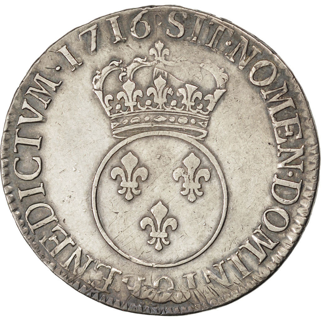 FRANCE, Écu Vertugadin, ECU, 1716, Rennes, KM #414.25, VF(30-35), Silver, ...