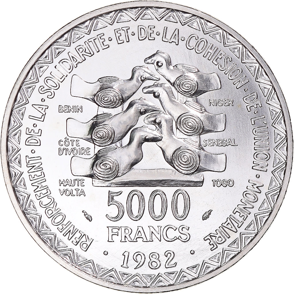 Coin, West African States, 5000 Francs, 1982, Monnaie de Paris, ESSAI