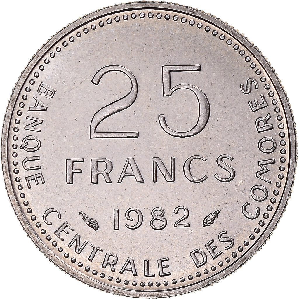 Coin, Comoros, 25 Francs, 1982, Monnaie de Paris, ESSAI, MS(65-70), Nickel