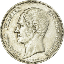 Moneta, Belgia, Leopold I, 5 Francs, 5 Frank, 1858, Brussels, AU(50-53), Srebro