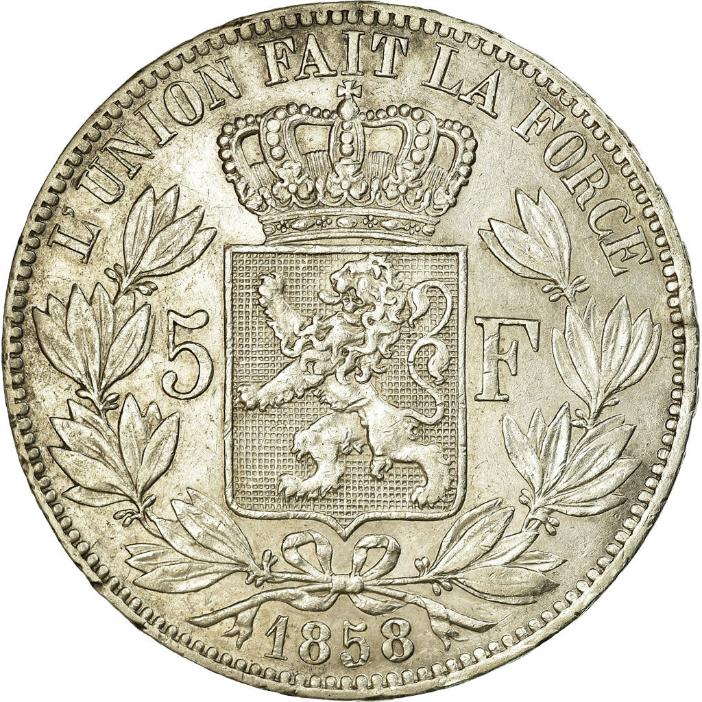 Monnaie, Belgique, Leopold I, 5 Francs, 5 Frank, 1858, TTB+, Argent, KM:17