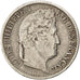 Moneda, Francia, Louis-Philippe, 1/2 Franc, 1845, Lille, MBC, Plata, KM:741.13