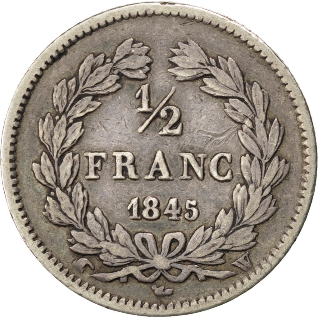 Coin, France, Louis-Philippe, 1/2 Franc, 1845, Lille, EF(40-45), Silver