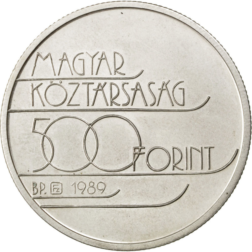 HUNGARY, 500 Forint, Otszaz, 1989, Budapest, KM #672, MS(63), Silver, 28.04