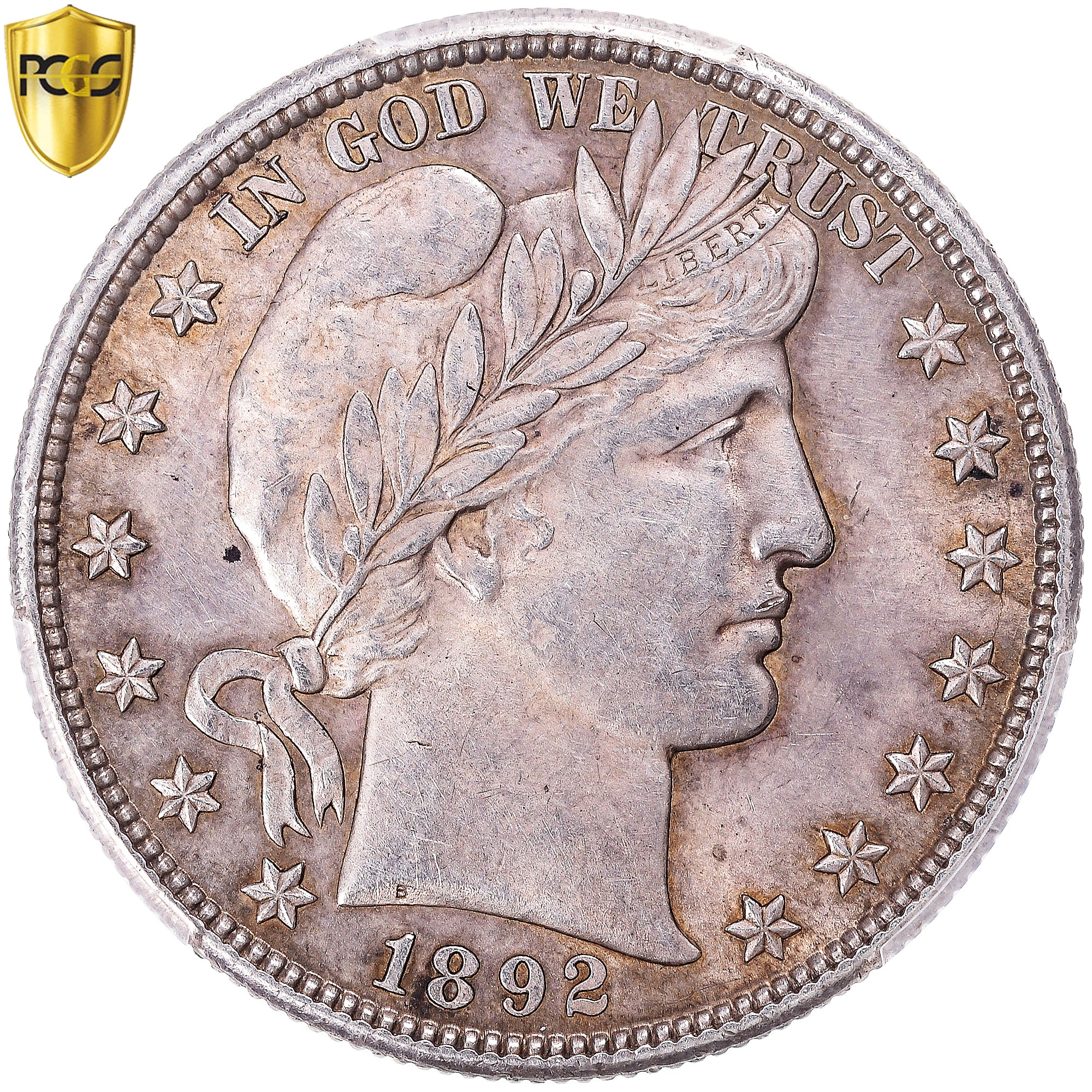 Coin, United States, Barber Half Dollar, 1892, U.S. Mint, San Francisco, PCGS