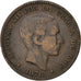 SPAIN, 10 Centimos, 1878, KM #675, VF(20-25), Bronze, 9.90