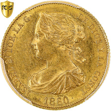 Coin, Spain, Isabel II, 100 Reales, 1860, Seville, PCGS, AU58, AU(55-58), Gold