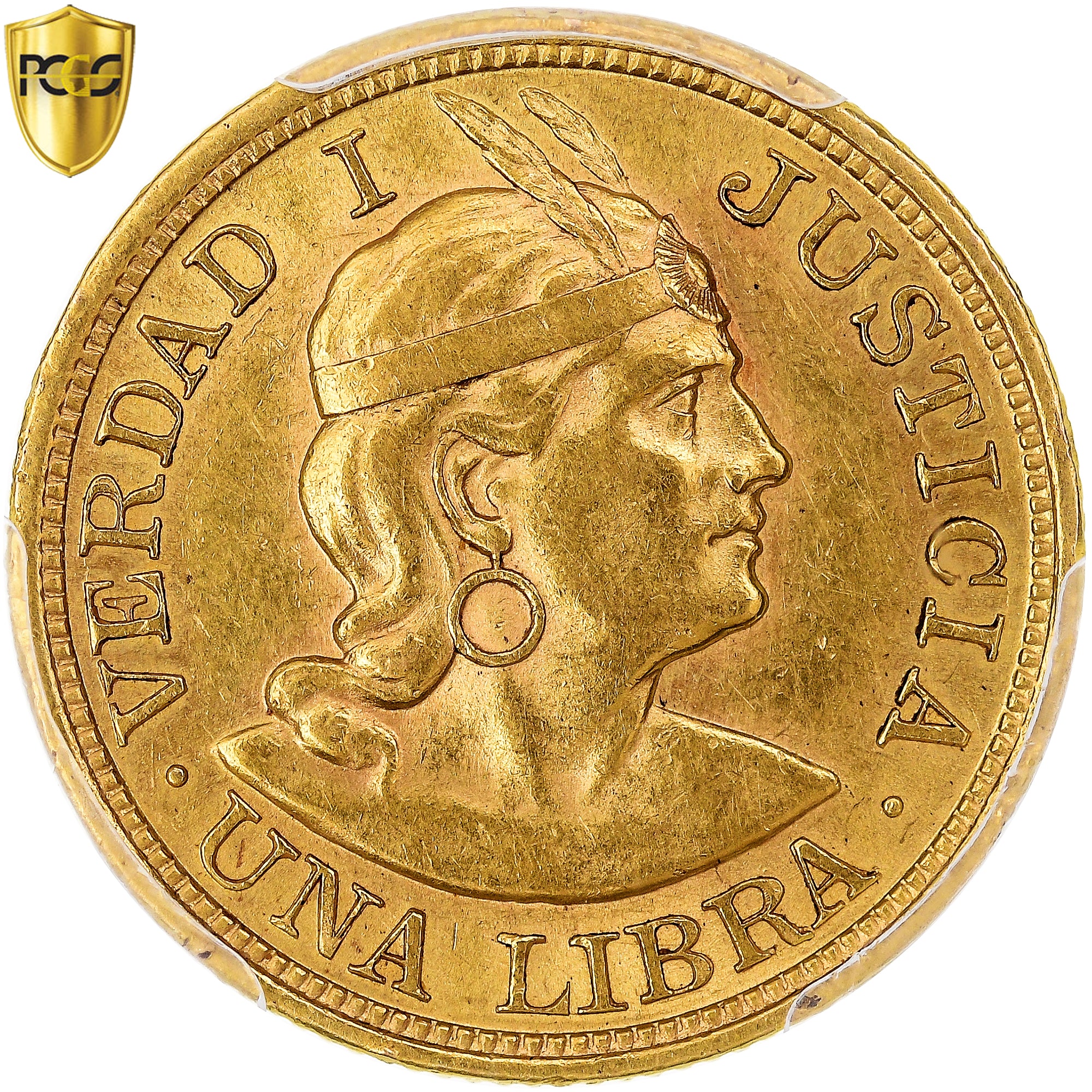 Moneda, Perú, Libra, 1907, Lima, GOZG, PCGS, AU58, EBC, Oro, KM:207, graded