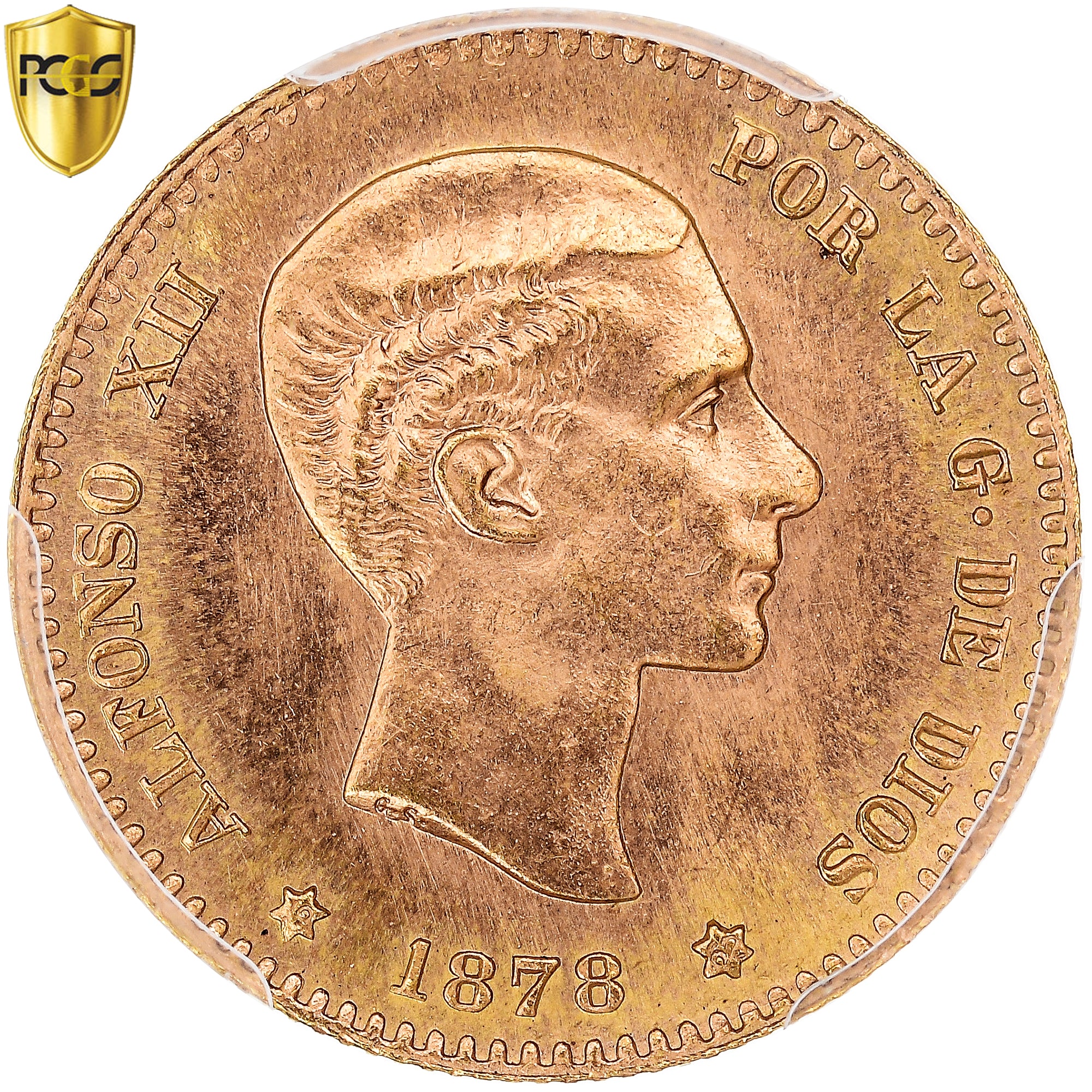 Coin, Spain, Alfonso XII, 10 Pesetas, 1878 (1962), Madrid, PCGS, MS66