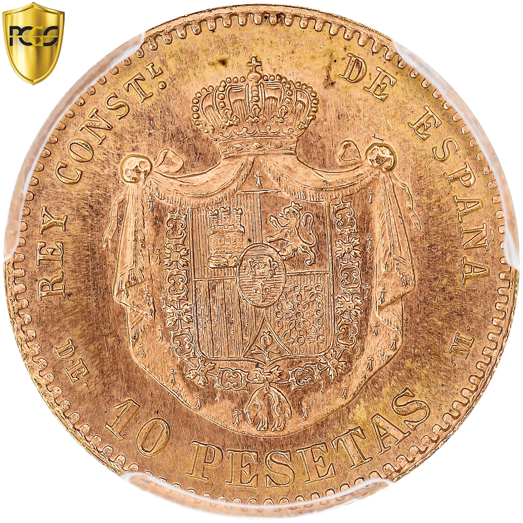 Coin, Spain, Alfonso XII, 10 Pesetas, 1878 (1962), Madrid, PCGS, MS66