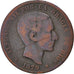 Coin, Spain, Alfonso XII, 10 Centimos, 1879, VG(8-10), Bronze, KM:675