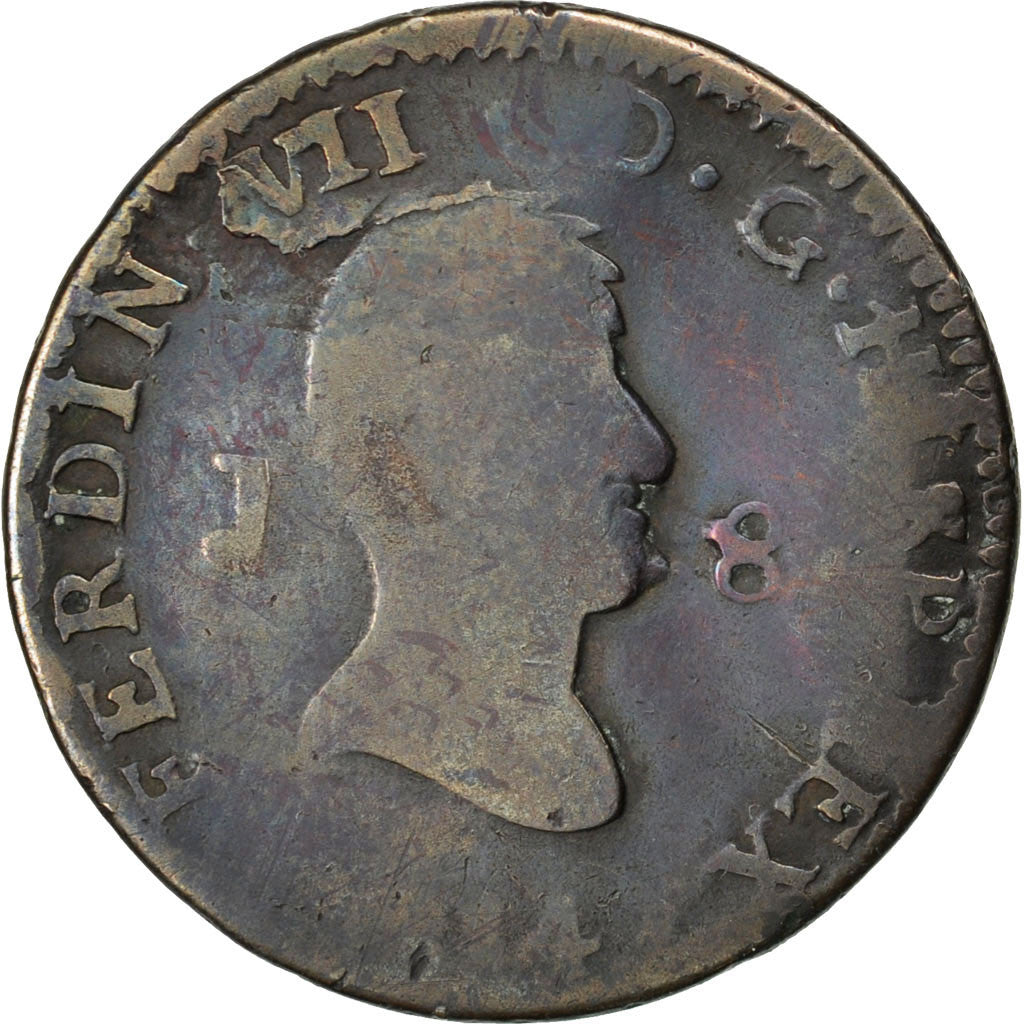 Moneda, España, Ferdinand VII, 8 Maravedis, 1814, Jubia, BC, Cobre, KM:461