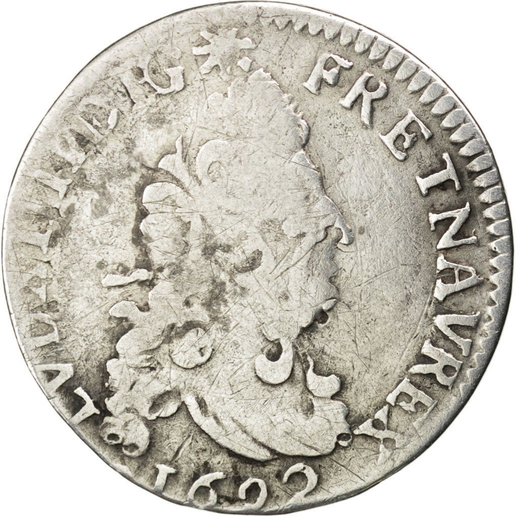 Monnaie, France, Louis XIV, 4 Sols aux 2 L, 4 Sols 2 Deniers, 1692, Rouen, TB