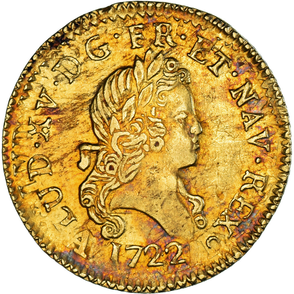 Moneta, Francja, Louis XV, louis d'or aux 2 L, 1722, Tours, réformé