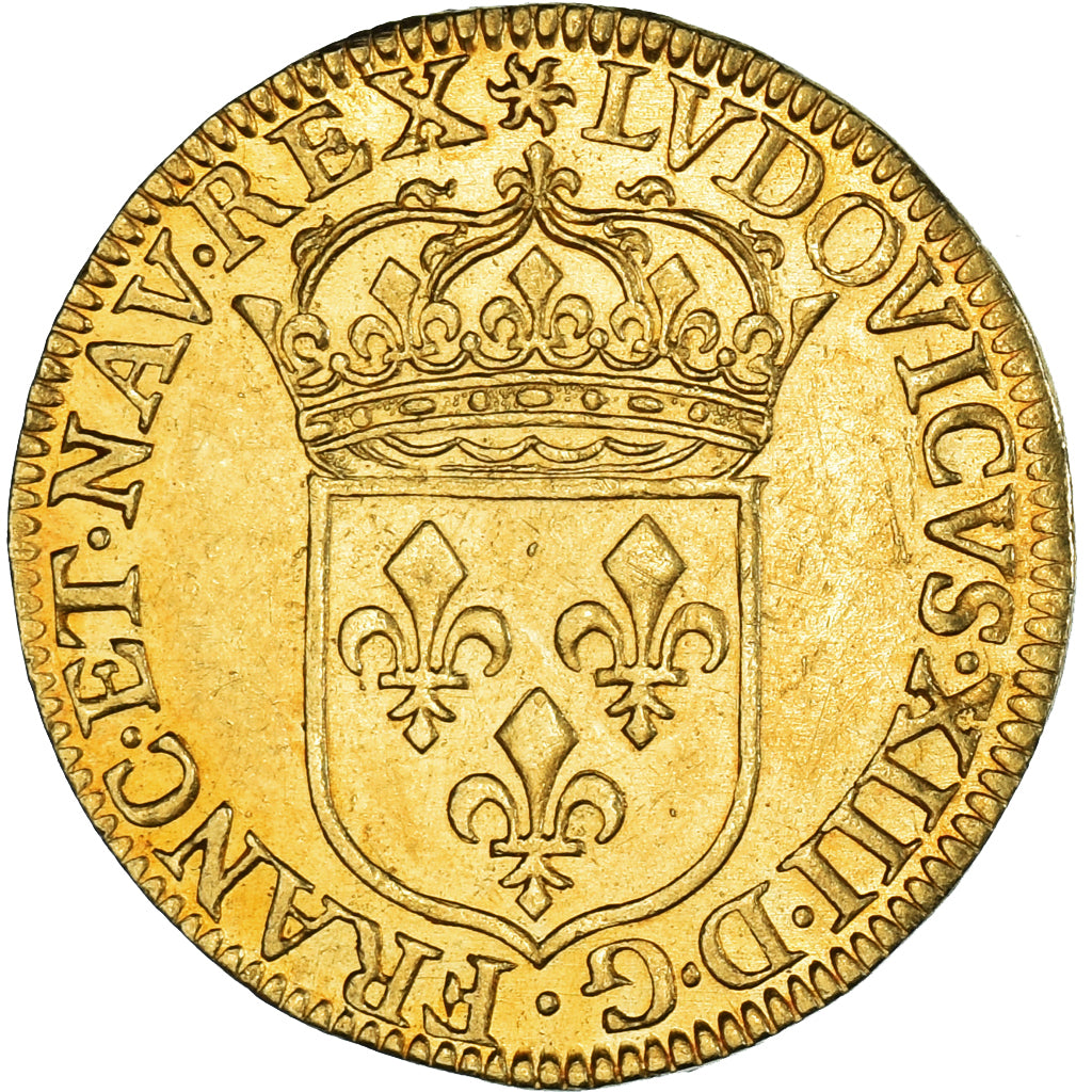 Coin, France, Louis XIII, Ecu d'or, 1641, Paris, au moulin, AU(55-58), Gold