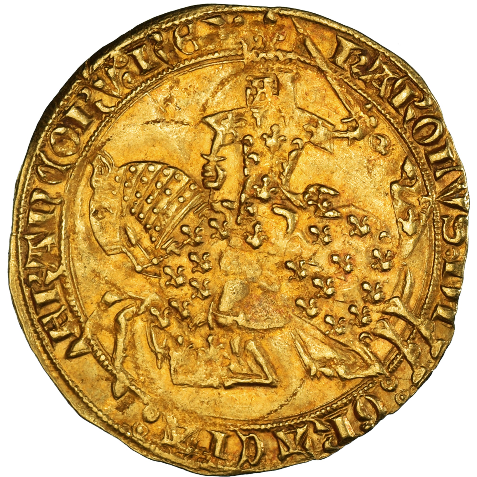 Coin, France, Charles V, Franc à cheval, AU(50-53), Gold, Duplessy:358