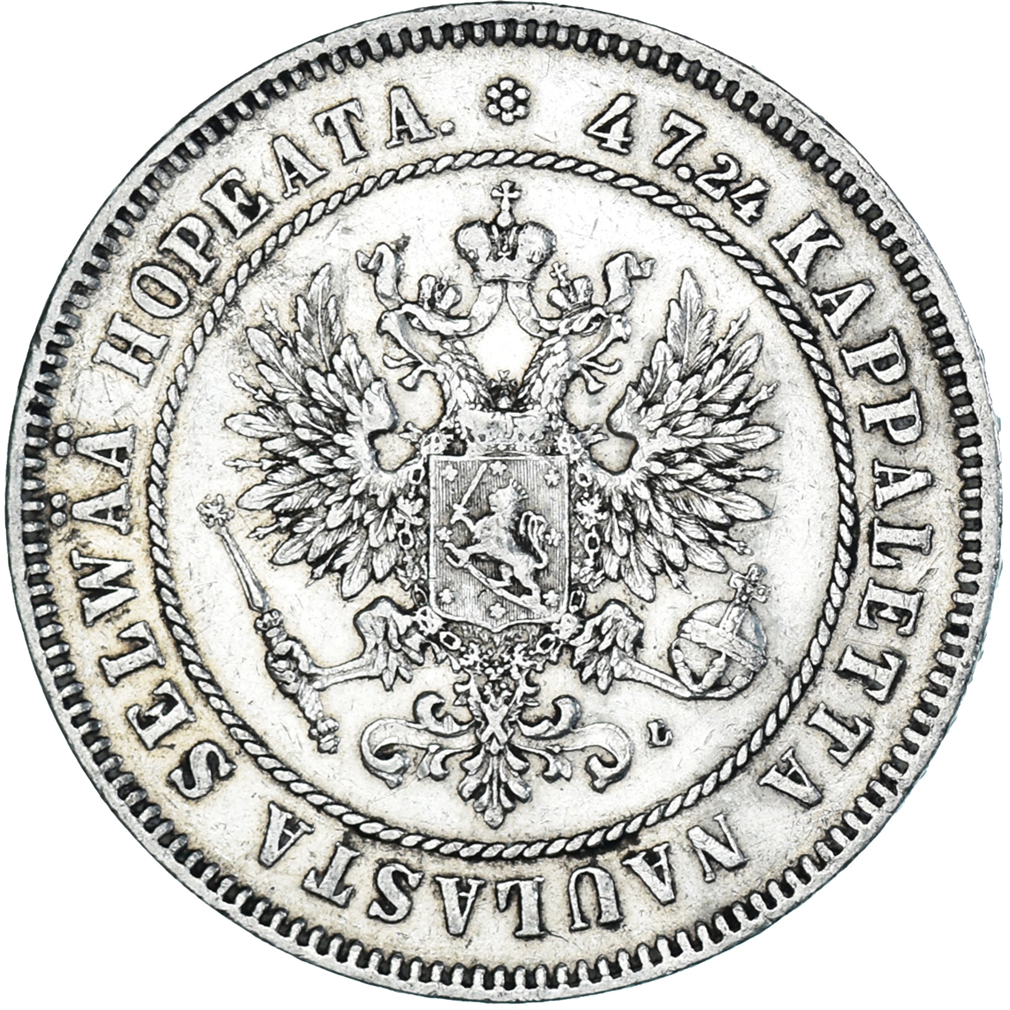 Coin, Finland, Nicholas II, 2 Markkaa, 1906, Helsinki, L, EF(40-45), Silver