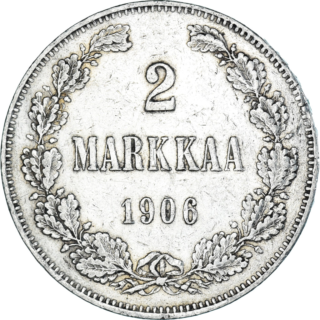 Coin, Finland, Nicholas II, 2 Markkaa, 1906, Helsinki, L, EF(40-45), Silver