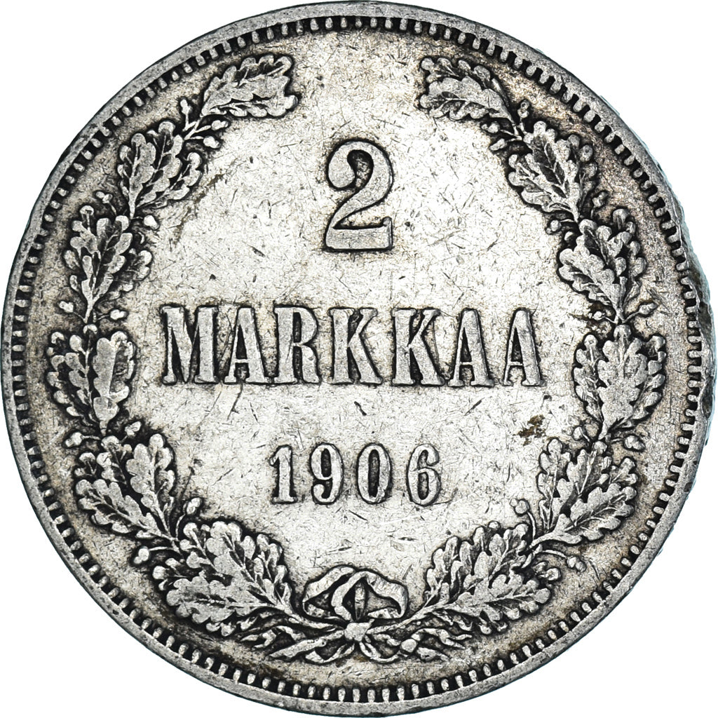 Coin, Finland, Nicholas II, 2 Markkaa, 1906, Helsinki, L, EF(40-45), Silver