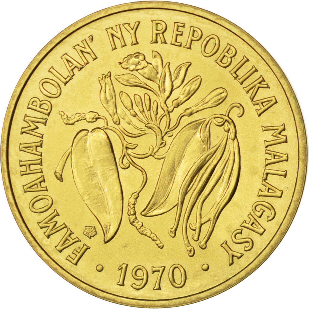 Coin, Madagascar, 10 Francs, 1970, Paris, MS(63), Aluminum-Bronze, KM:E9