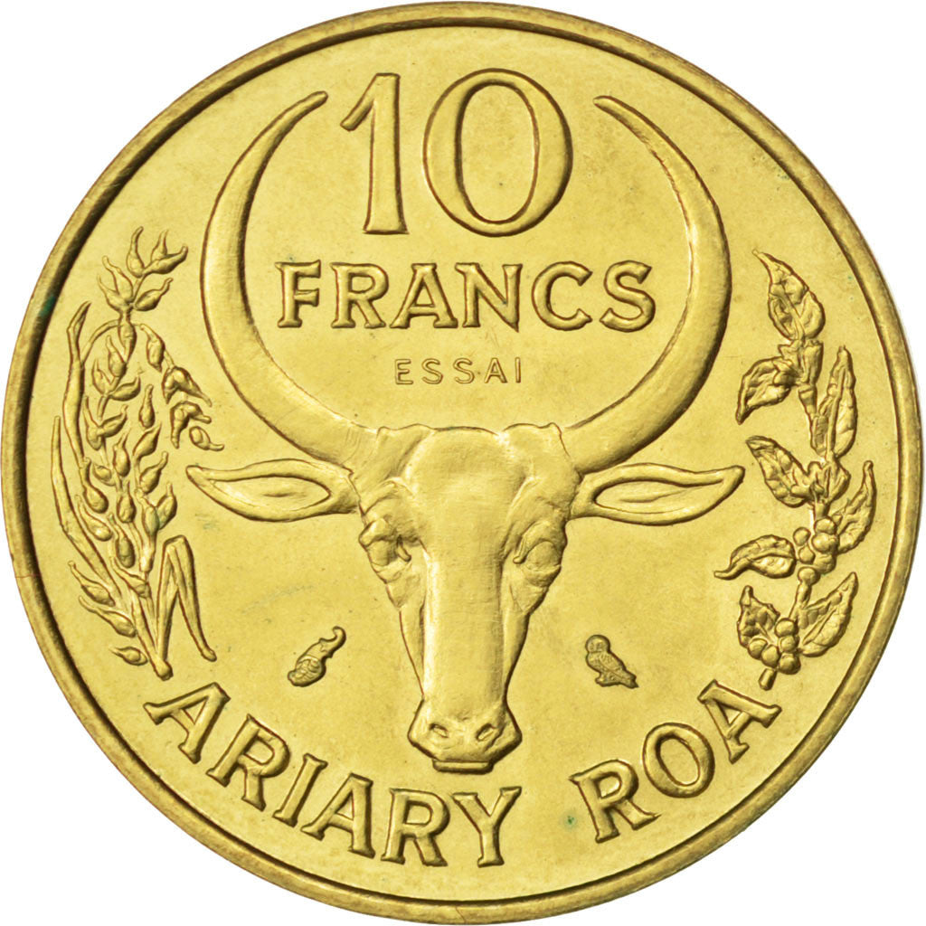Coin, Madagascar, 10 Francs, 1970, Paris, MS(63), Aluminum-Bronze, KM:E9