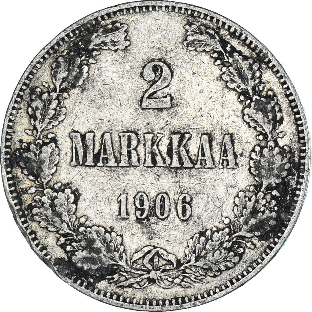 Coin, Finland, Nicholas II, 2 Markkaa, 1906, Helsinki, L, EF(40-45), Silver