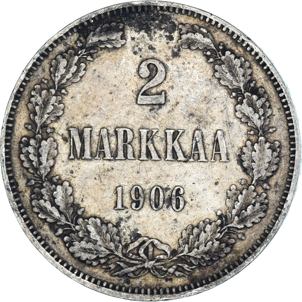 Coin, Finland, Nicholas II, 2 Markkaa, 1906, Helsinki, L, EF(40-45), Silver