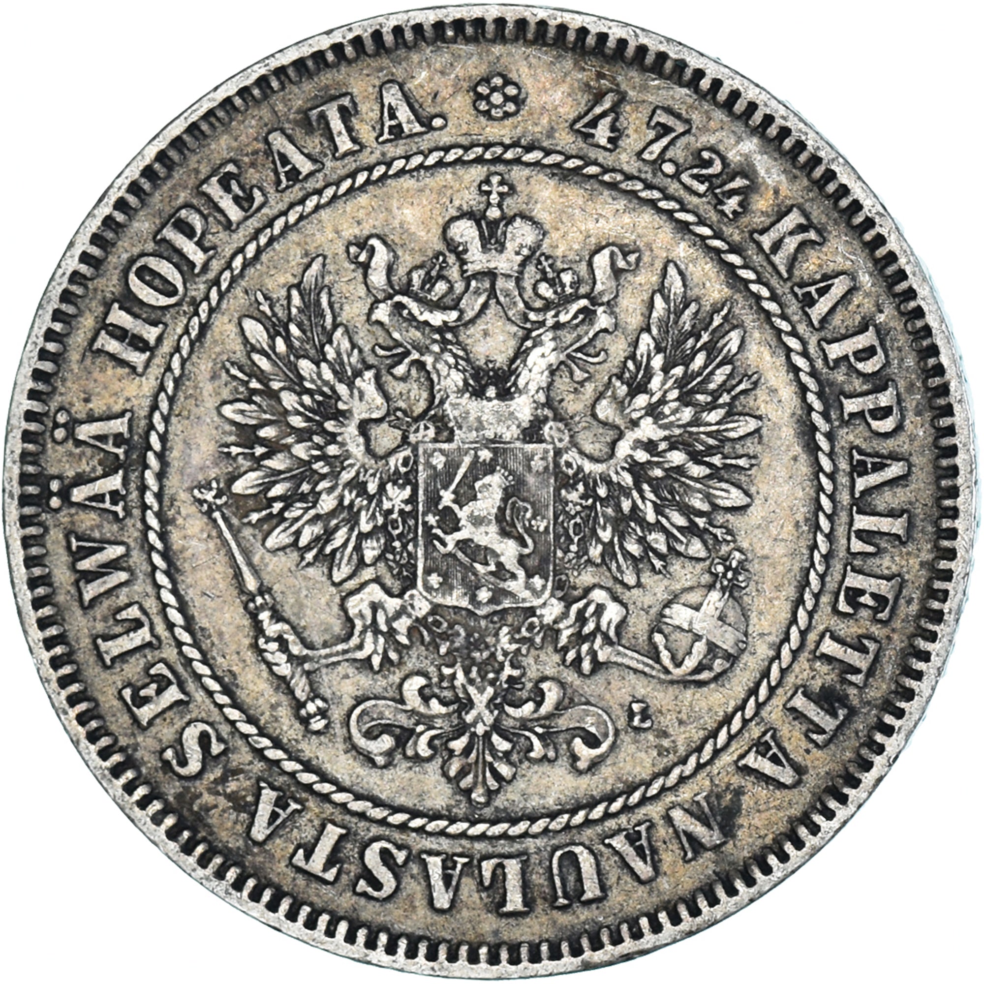Coin, Finland, Nicholas II, 2 Markkaa, 1906, Helsinki, L, EF(40-45), Silver