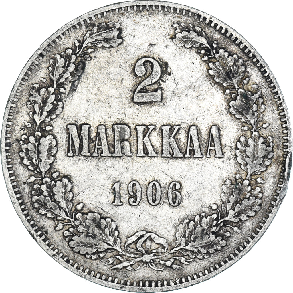 Coin, Finland, Nicholas II, 2 Markkaa, 1906, Helsinki, L, EF(40-45), Silver