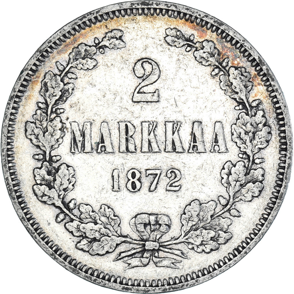 Coin, Finland, Alexander II, 2 Markkaa, 1872, Helsinki, EF(40-45), Silver