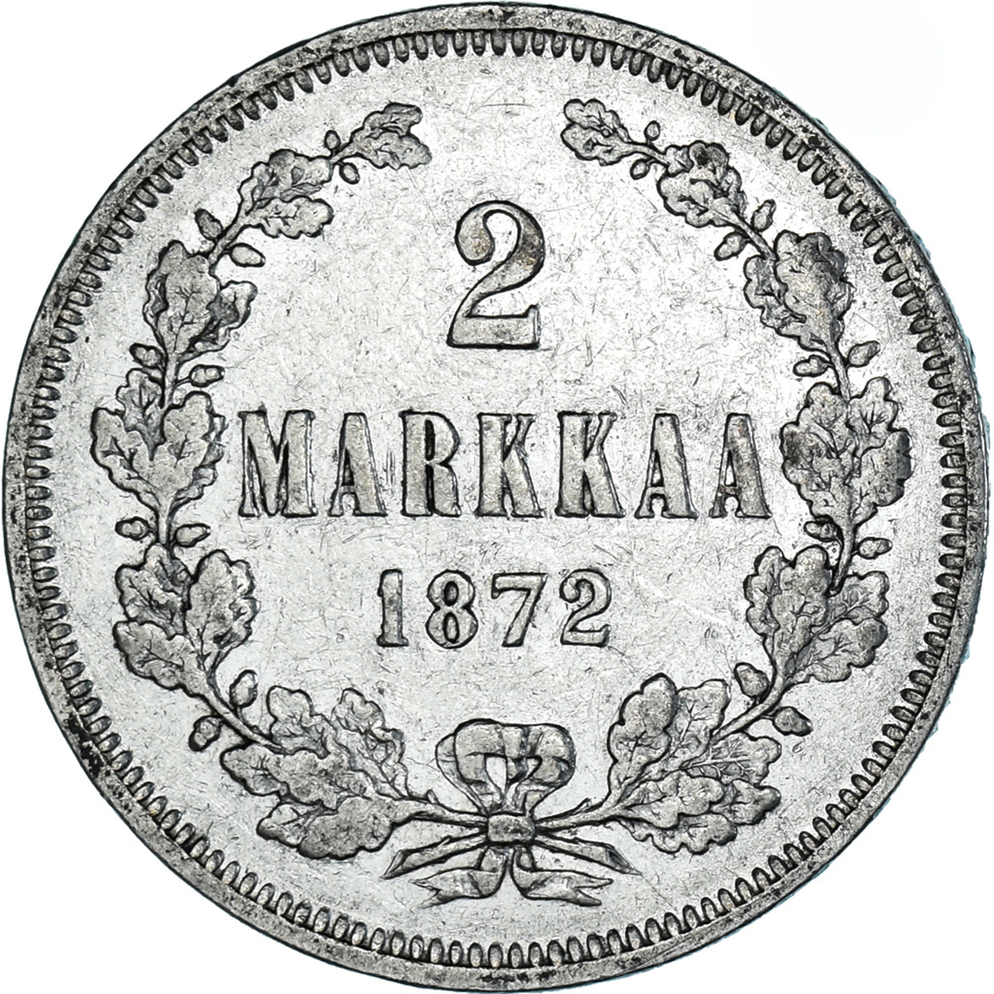 Moneta, Finlandia, Alexander II, 2 Markkaa, 1872, Helsinki, BB, Argento, KM:7.2