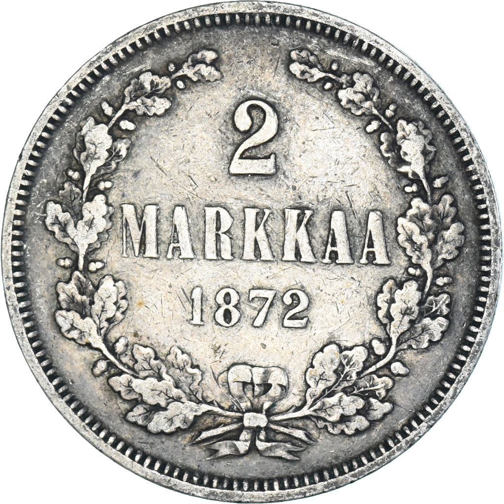 Coin, Finland, Alexander II, 2 Markkaa, 1872, Helsinki, EF(40-45), Silver