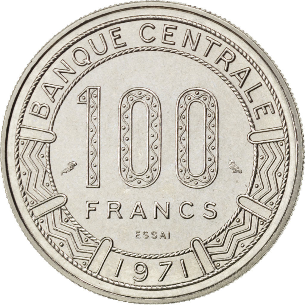 CONGO REPUBLIC, 100 Francs, 1971, Paris, KM #E1, MS(63), Nickel, 7.01