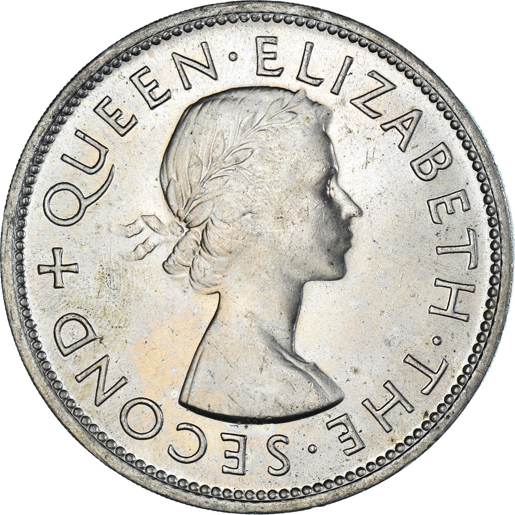 Coin, New Zealand, Elizabeth II, Coronation, Crown, 1953, British Royal Mint