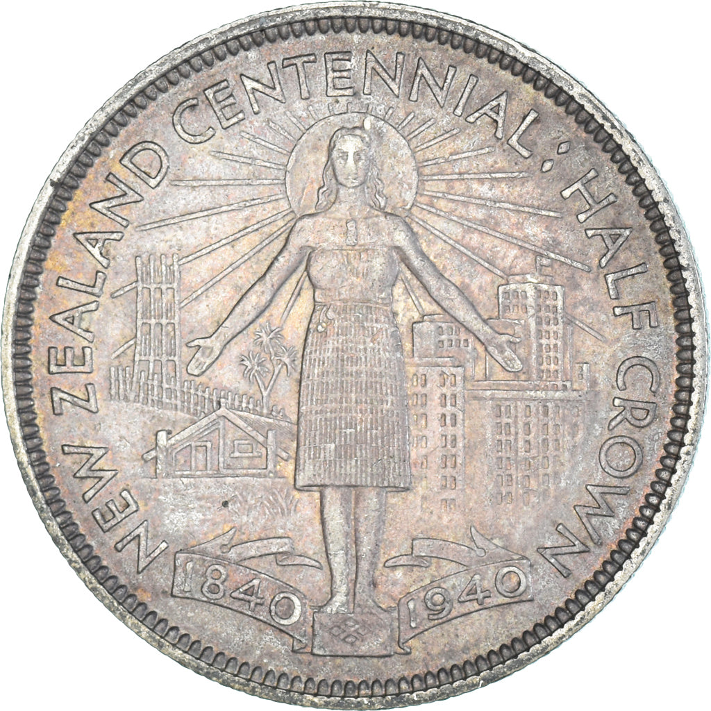 Monnaie, Nouvelle-Zélande, George VI, Centenaire, 1/2 Crown, 1940, Royal Mint
