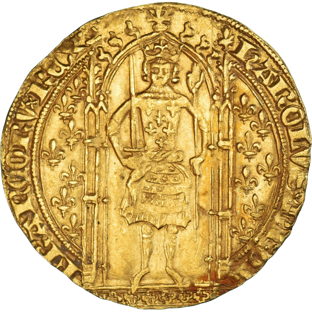 Moeda, França, Charles V, Franc à pied, AU(50-53), Dourado, Duplessy:360